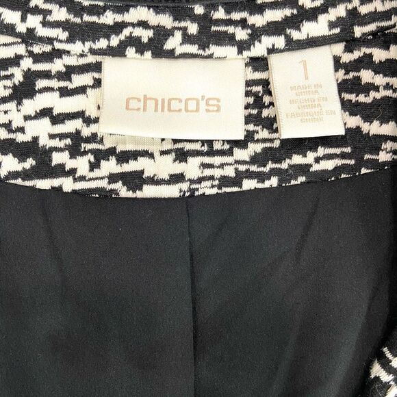 CHICO’S Black & White Blazer (Chico’s Sz 1) - Picture 7 of 11
